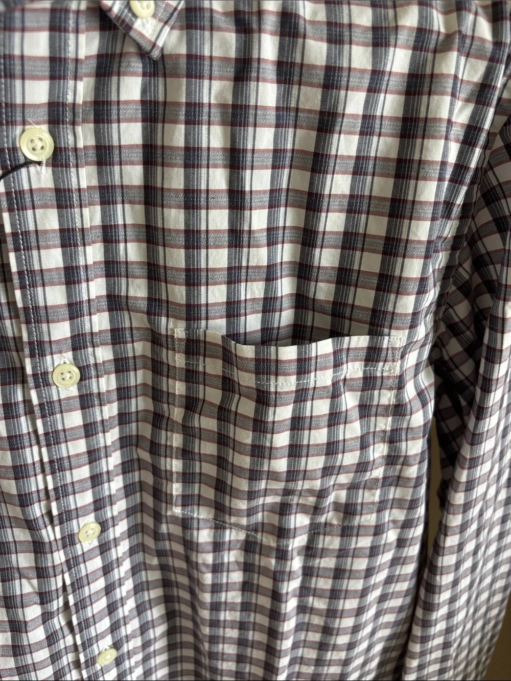 Banana Republic Men’s Slim Fit Black and Red Plaid Front Pocket Button-Up Shirt